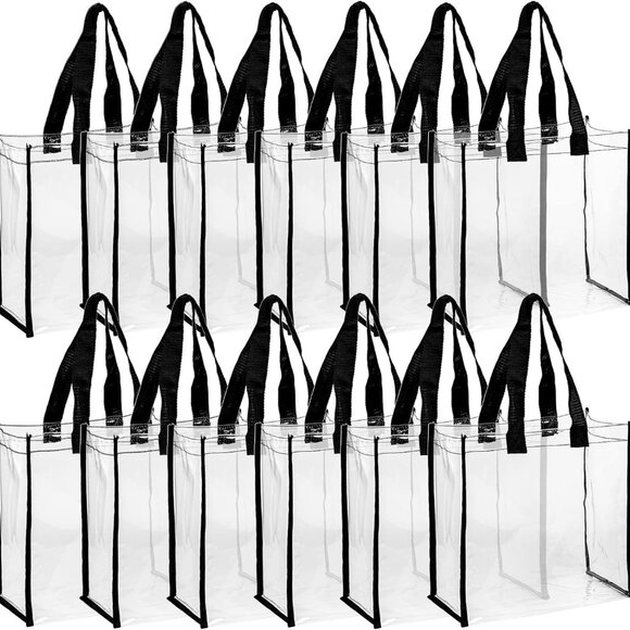 12 Pack Clear PVC Tote Bags for Women Large See Through Handbags for Sports - Picture 1 of 7
